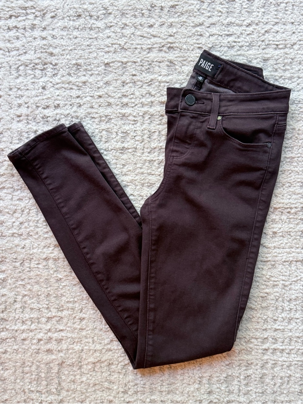 PAIGE $189 Verdugo Ultra Skinny Jeans in Dark Wine 25 - Picture 3 of 8